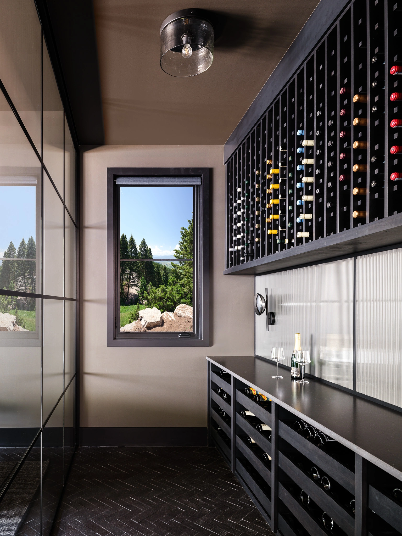 Mountain retreat living space — architectural photography Big Sky Montana, Resolute Ridge guest house
